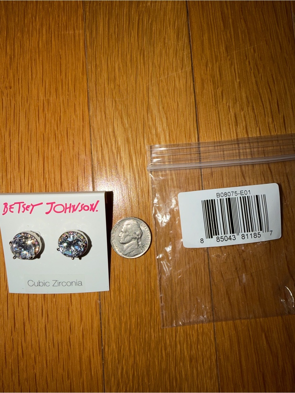 Betsey Johnson Sparkling Clear Cubic Zirconia Stud Earrings NWT NIP